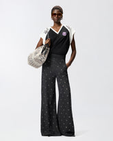 T-shirt with V-neck and branded patches - Multicolor Black-Butter | Pinko