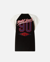 T-shirt with V-neck and branded patches - Multicolor Black-Butter | Pinko