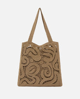 Borsa shopper media in tessuto crochet geometrico - | Pinko
