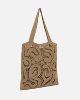 Borsa shopper media in tessuto crochet geometrico - | Pinko