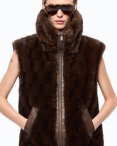 Faux fur vest with zip - | Pinko