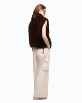 Gilet effetto pelliccia con zip - Marrone | Pinko