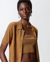 Cardigan cropped à manches courtes et petit col - | Pinko