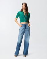 Cardigan cropped a mezza manica con colletto - | Pinko