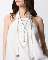Top leggero con lacci e dettagli texani - | Pinko