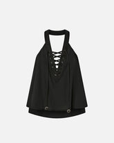 Lightweight top with laces and Texan details - Black | Pinko