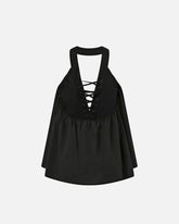 Lightweight top with laces and Texan details - Black | Pinko