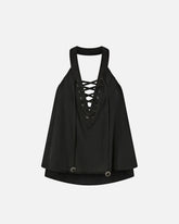 Lightweight top with laces and Texan details - Black | Pinko