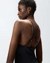 Shiny midi dress with crossed shoulder straps - | Pinko