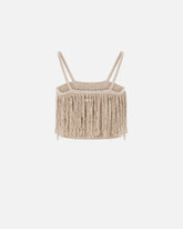 Crop top in knit with fringes - | Pinko