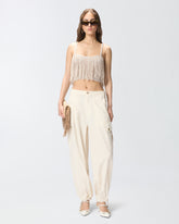 Crop top in maglia con frange - | Pinko