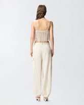 Crop top in maglia con frange - | Pinko