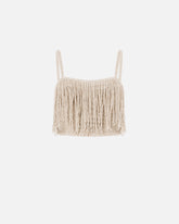 Crop top in maglia con frange - | Pinko