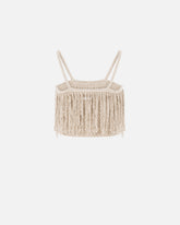 Crop top in maglia con frange - | Pinko