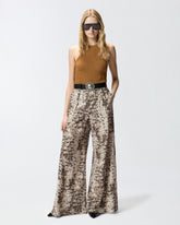 Wide-leg trousers with snake print - | Pinko