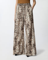 Wide-leg trousers with snake print - | Pinko