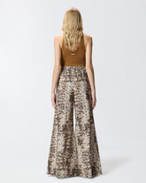Wide-leg trousers with snake print - | Pinko