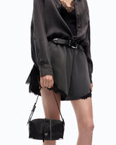 Mini Bauletto-Umhängetasche aus Narbenleder - Schwarz | Pinko