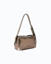 Mini crossbody Boston bag in laminated snake-print leather - | Pinko