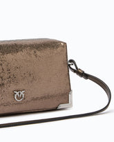 Mini crossbody Boston bag in laminated snake-print leather - | Pinko