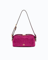 Fully rhinestoned mini suede-effect crossbody Boston bag - | Pinko