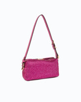 Fully rhinestoned mini suede-effect crossbody Boston bag - Pink | Pinko