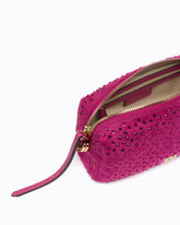 Fully rhinestoned mini suede-effect crossbody Boston bag - | Pinko