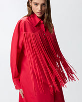 Mini shirt dress with fringing - | Pinko