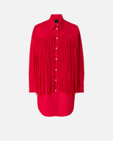 Mini shirt dress with fringing - | Pinko
