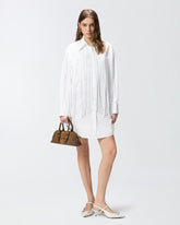 Mini shirt dress with fringing - | Pinko