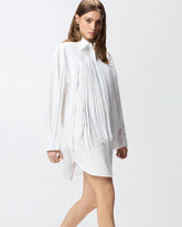 Mini shirt dress with fringing - | Pinko