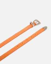 Cintura in pelle stampa coccodrillo con fibbia texana 1,7 cm - | Pinko
