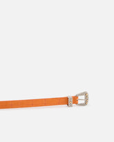 Cinturón de piel con estampado de cocodrilo y hebilla texana 1,7 cm - | Pinko