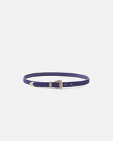 Crocodile-print leather belt with Texan buckle, 1.7 cm - | Pinko