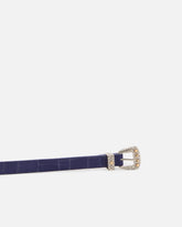 Cintura in pelle stampa coccodrillo con fibbia texana 1,7 cm - | Pinko