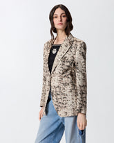 Linen jacket with snake print - | Pinko