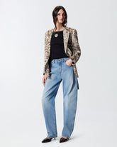 Linen jacket with snake print - | Pinko