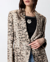 Linen jacket with snake print - | Pinko