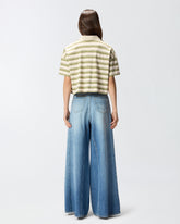 Polo cropped en jersey rayé avec col structuré - | Pinko