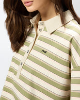 Cropped striped jersey polo with structured collar - | Pinko