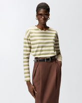 Striped jersey top with structured collar - | Pinko