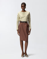 Striped jersey top with structured collar - | Pinko