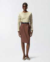 Maglia in jersey a righe con colletto strutturato - | Pinko