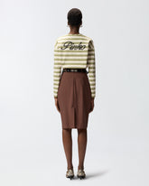 Striped jersey top with structured collar - | Pinko