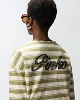 Striped jersey top with structured collar - | Pinko