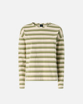 Striped jersey top with structured collar - | Pinko