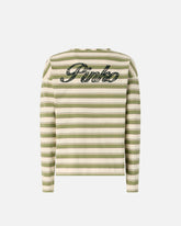 Striped jersey top with structured collar - | Pinko