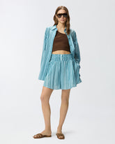 Striped cotton shorts with elasticated waist - | Pinko