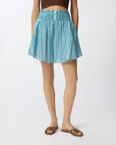 Striped cotton shorts with elasticated waist - | Pinko