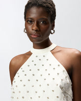 Halterneck top with diamond motif and rhinestones - | Pinko